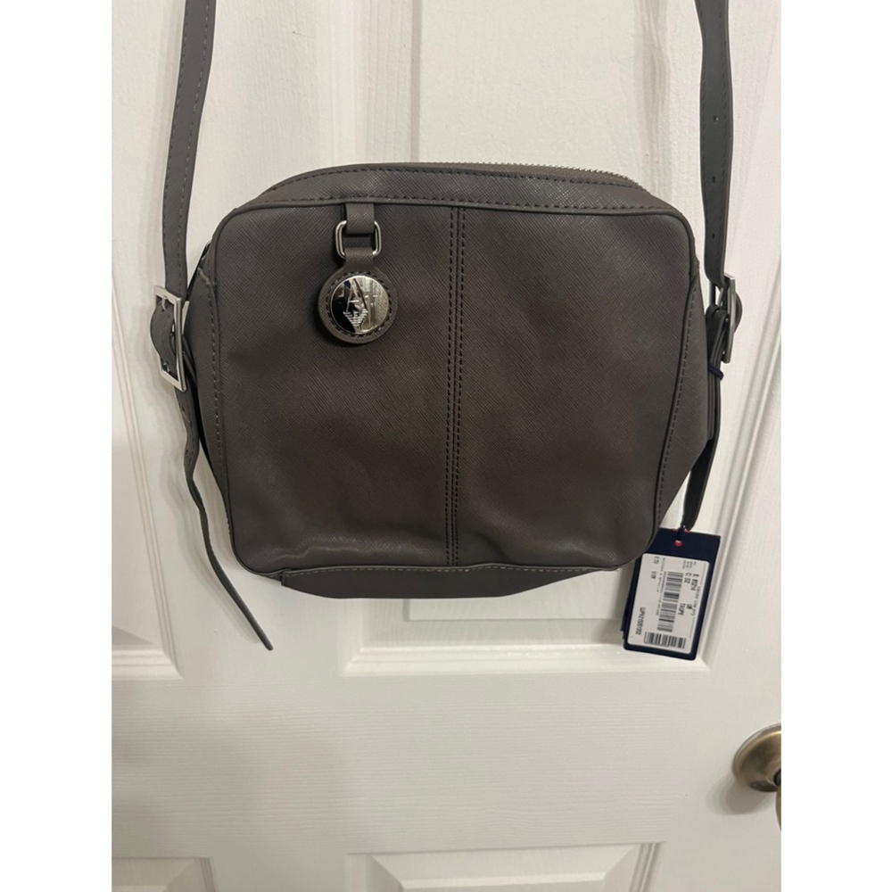 NWT Authentic Armani Jeans Leather Gray Crossbody Bag